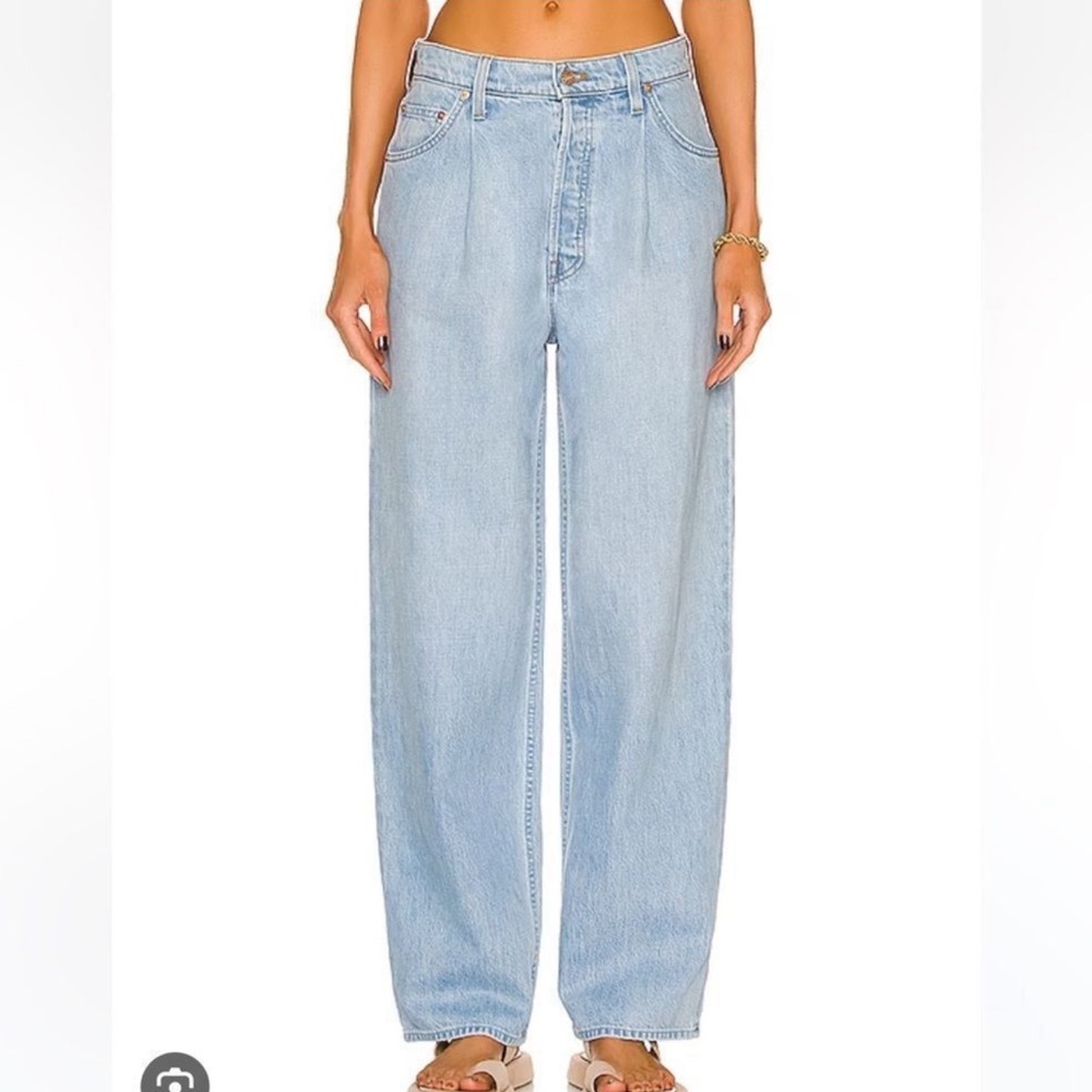 Mother SNACKS! The Pleated Fun Dip Ankle Light Wash Cotton Denim Button Fly-26